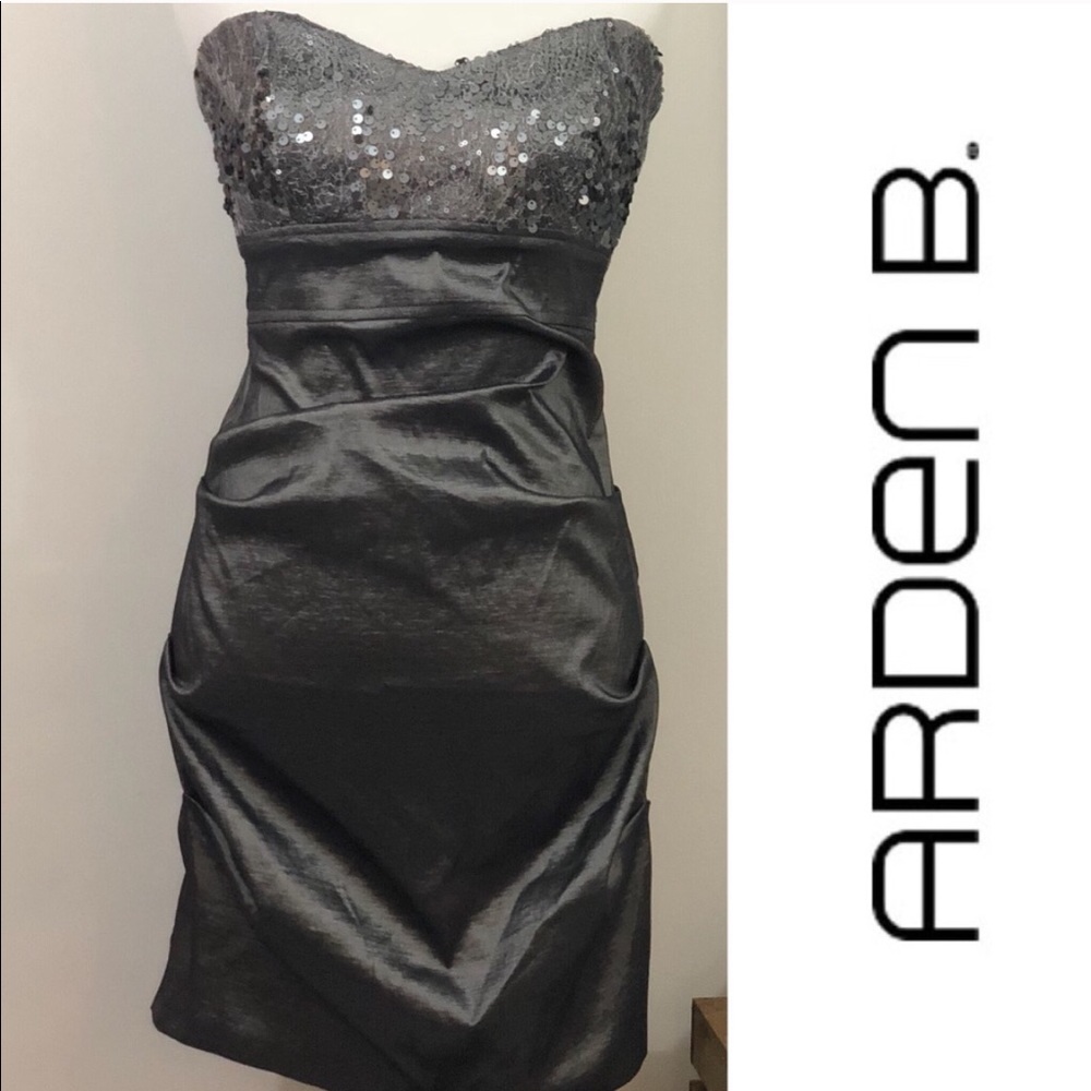 ARDEN B. Strapless Silver Sequin Dress